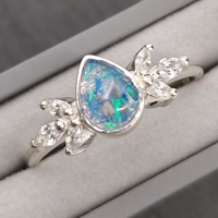 Memorial ashes Ring Teardrop with CZ marquise